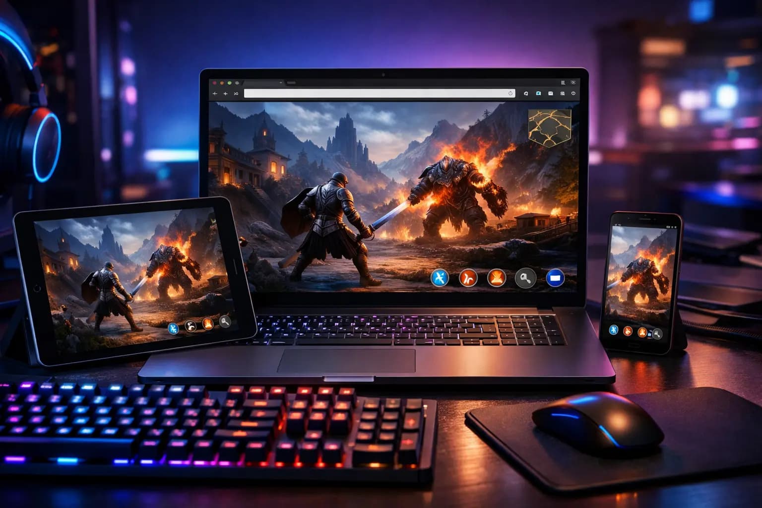Современные браузерные игры на ноутбуке, планшете и смартфоне в единой игровой сессии